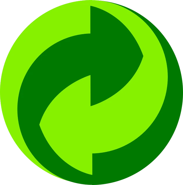 a green circular with two arrows pointing in opposite directions, by Róbert Berény, deviantart, plasticien, back turned, eco, green lantern, exchange logo