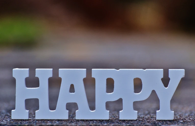 a close up of the word happy on the ground, a picture, by Jesper Knudsen, shaped focus, header, without duplication content, banner