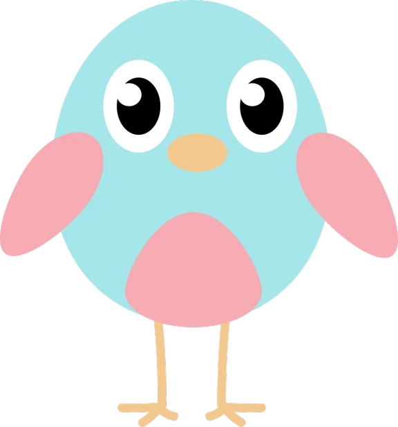 a blue and pink bird with big eyes, inspired by Paul Bird, pixabay, mingei, black, [ [ soft ] ], light blue, polka dot