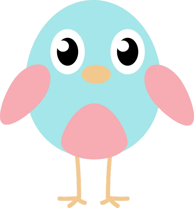 a blue and pink bird with big eyes, inspired by Paul Bird, pixabay, mingei, black, [ [ soft ] ], light blue, polka dot