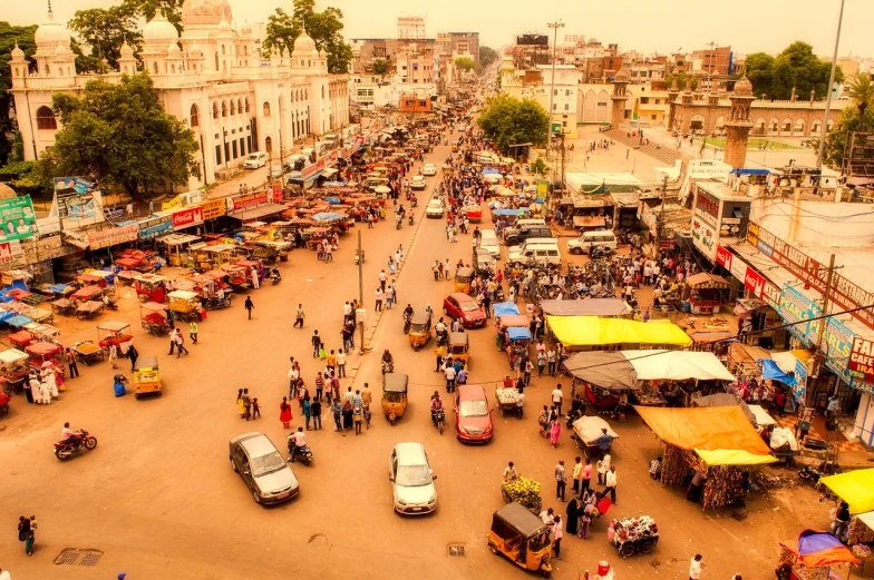 a busy street filled with lots of people and vehicles, by Alexander Scott, flickr, dakar, ((oversaturated)), oklahoma, stunningly beautiful