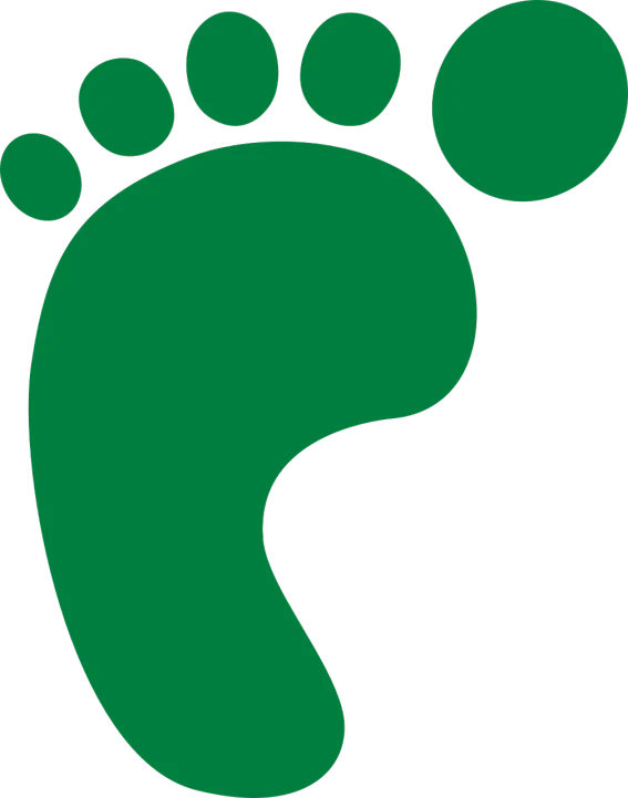 a green foot print on a black background, inspired by Masamitsu Ōta, 💣 💥💣 💥, big feet, logo without text, sustainability