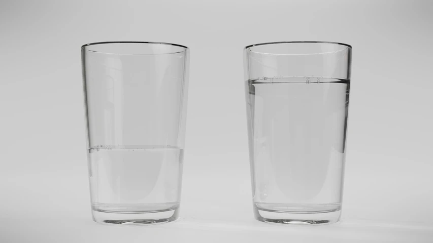 a couple of glasses sitting next to each other, an ambient occlusion render, photorealism, inside water, hydration, shot with sony alpha 1 camera, [ 4 k photorealism ]