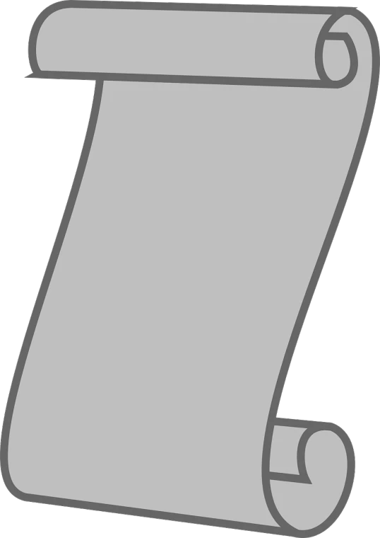 a scroll of paper on a black background, lineart, pixabay, grey metal body, rating: general, flat grey background, cartoonish