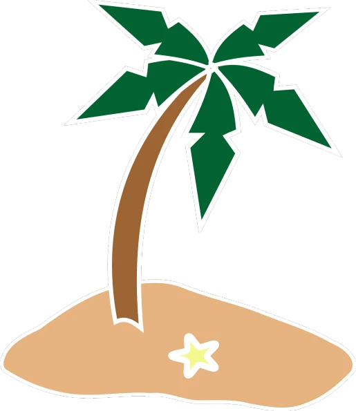 a palm tree sitting on top of a sandy beach, inspired by Masamitsu Ōta, naive art, star, simple shape, where a large, 10