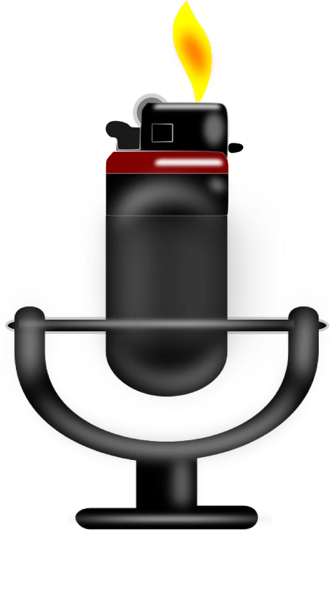 a lighter with a flame coming out of it, a digital rendering, hurufiyya, microphone silluette, black steel with red trim, uncompressed png, head and shoulder shot