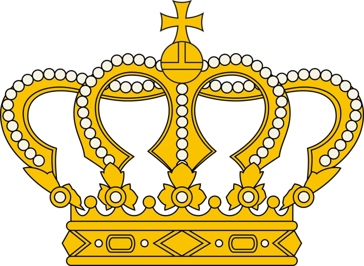 a golden crown on a black background, by Jaakko Mattila, pixabay, art nouveau, flag, swedish style, wikimedia commons, jewel