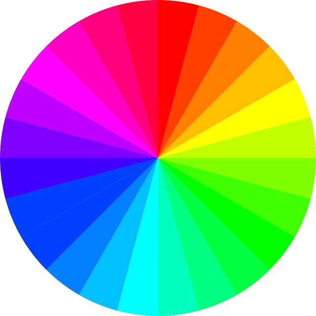 a rainbow of colors arranged in a circle, by Andrei Kolkoutine, color field, no gradients, deep complimentary colors, stock color, 2 color