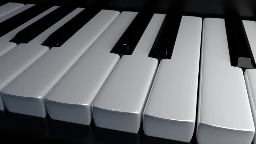 a close up of the keys of a piano, concept art, by Jan Kupecký, pixabay, minimalism, 3 d white shiny thick, white and black color palette, benjamin vnuk, in a row