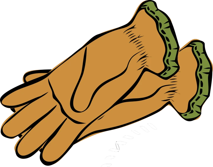 a pair of gloves on a black background, a digital rendering, inspired by Masamitsu Ōta, pixabay, graffiti, green and brown clothes, outlined hand drawn, rubber hose animation, wikihow illustration