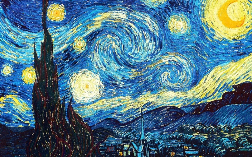 a painting of a starry night, post-impressionism, fine art america, high quality art, wallpapers, lots of swirling