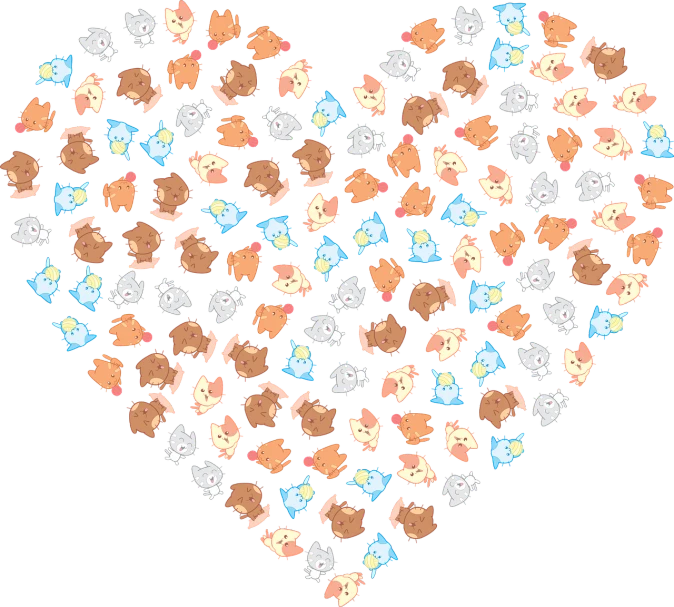 a heart made up of small animals on a black background, vector art, deviantart, crowds, piggy, close-up!!!!!!, steam community