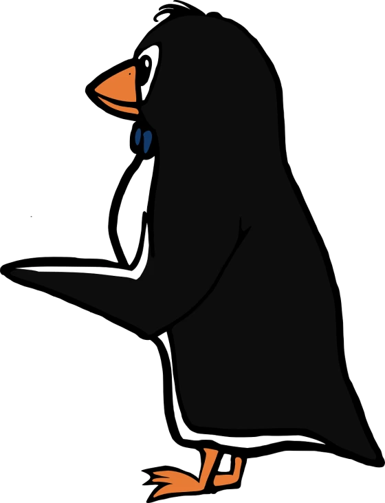 a close up of a penguin on a black background, vector art, inspired by Aquirax Uno, pixabay contest winner, conceptual art, looking around a corner, !!! very coherent!!! vector art, male robotic anthro orca, thoughtful )