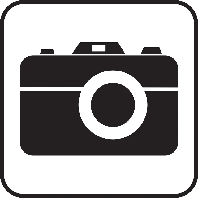 a black and white photo of a camera, a black and white photo, pixabay, clipart icon, kodak tri-x 400, hd footage, tourist photo