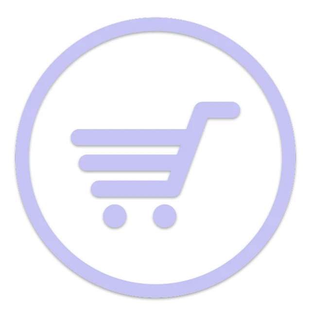 a purple shopping cart icon in a white circle, a screenshot, by Leonard Long, reddit, bauhaus, [ [ soft ] ], wikimedia commons, retail price 4 5 0, kanamemo