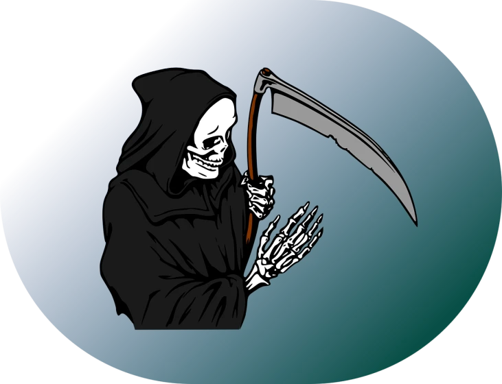 a person with a scythe holding a scythe, vector art, sots art, death skull, computer generated, in mortal kombat, funeral