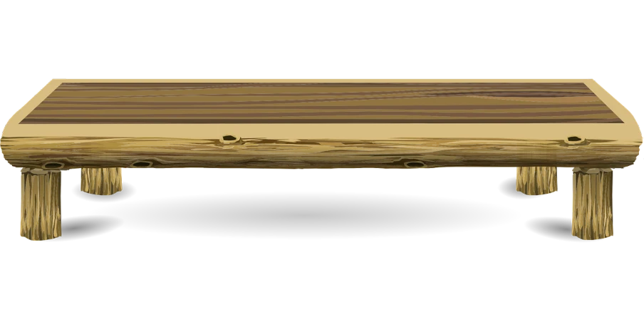 a close up of a wooden table on a black background, a digital painting, inspired by Jacques Callot, pixabay, conceptual art, flat color, view from the side, really long, decorated polished wood