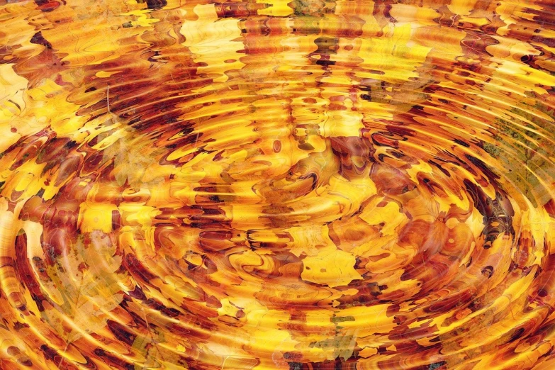 a painting of a group of people in a circle, a digital rendering, by Jon Coffelt, abstract illusionism, honey ripples, autumn leaves background, water texture, closeup view