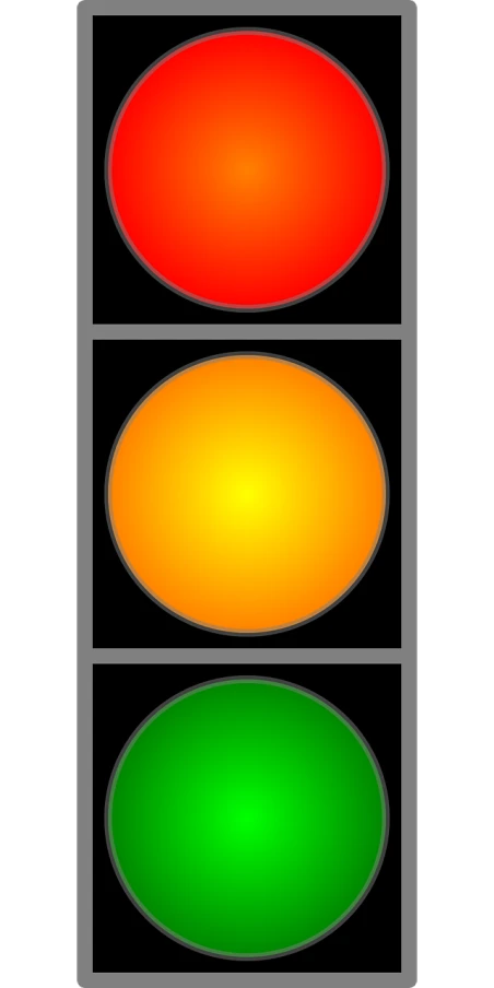 a traffic light with three different colored lights, a screenshot, by Andrei Kolkoutine, reddit, bauhaus, dark grey and orange colours, vector, !! low contrast!!, colours red and green