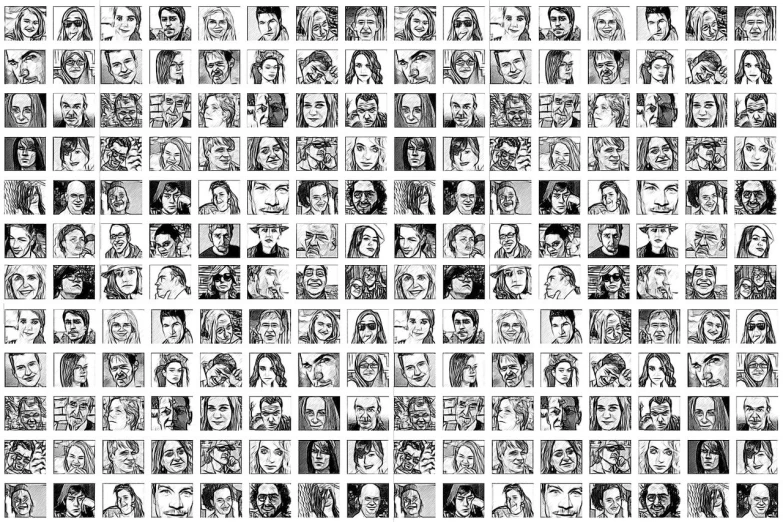 a black and white drawing of people's faces, a comic book panel, by Dan Scott, trending on pixabay, serial art, full page grid sprite sheet, hundreds of them, masterpiece ink illustration, your personal data avatar