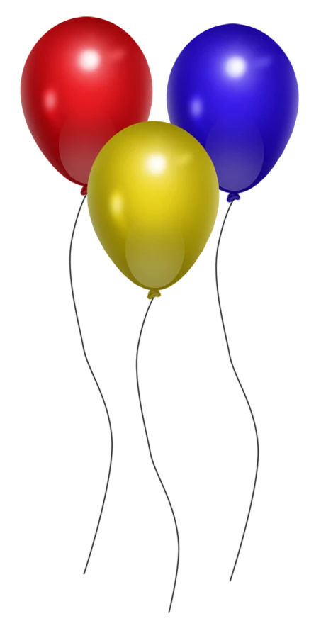 three balloons floating in the air on a black background, a screenshot, by Andrei Kolkoutine, 4 colors!!!, birthday, no text!, golden