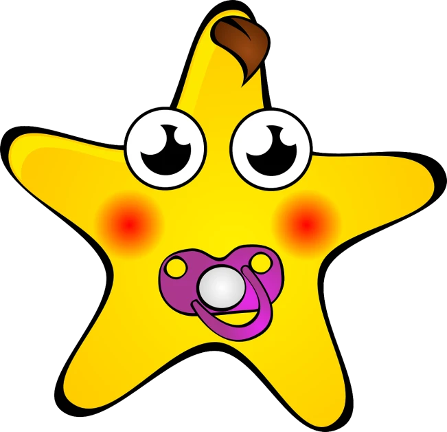 a starfish with a pacifier in its mouth, an illustration of, pixabay, michilin star, duckface, !!! very coherent!!! vector art, gold