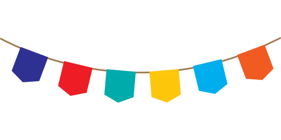 a rainbow colored pennant hanging from a string, concept art, inspired by Shūbun Tenshō, sōsaku hanga, on black background, avatar image, gif, red banners