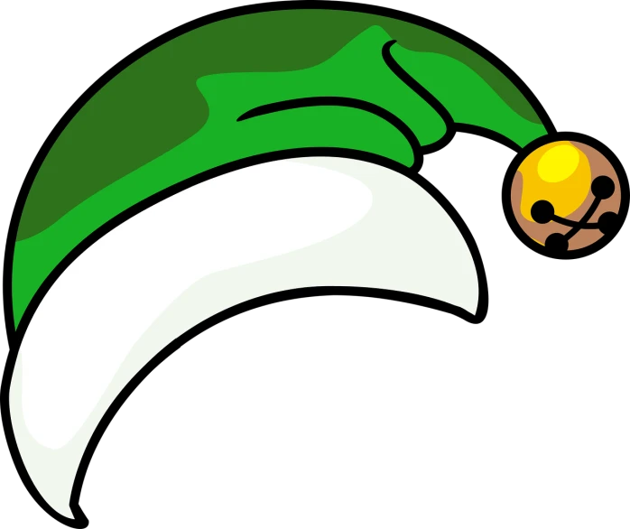 a green and white christmas hat with a bell, inspired by Luigi Kasimir, deviantart, hurufiyya, with a black background, sleeping, huge scythe, mysterio