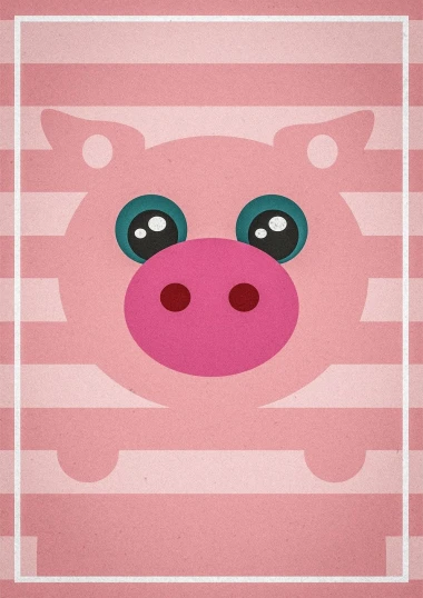 a close up of a pig face on a pink background, vector art, inspired by Peggy Bacon, mingei, toy design, striped, iphone photo, vintage poster style