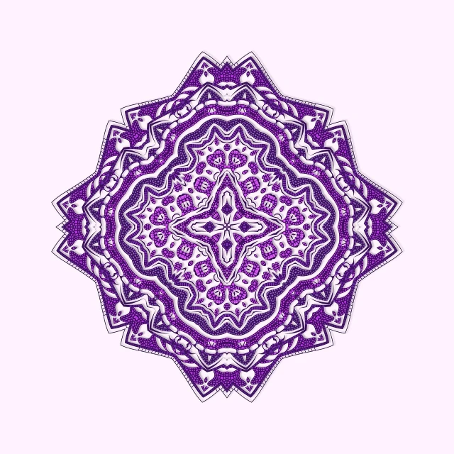a purple and white circular design on a white background, a pastel, tumblr, arabesque, intricate details illustration, seven pointed pink star, masterpiece intricate elegant, adorable design