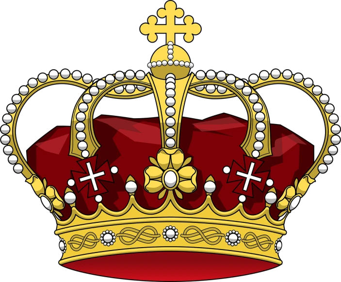 a crown with pearls and crosses on it, pixabay, digital art, the new king of great britain, richly detailed colored, width 768, full res