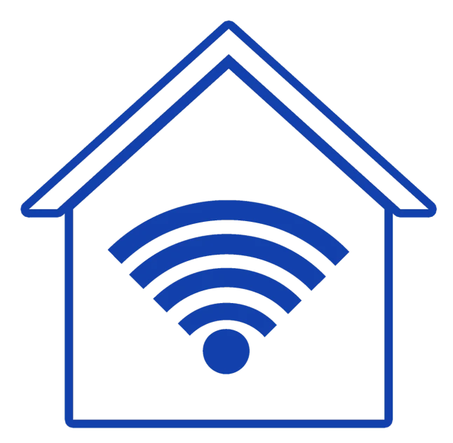 a house with a wifi symbol on the roof, by Mac Conner, net art, on a flat color black background, zoomed in, avatar for website, diagram