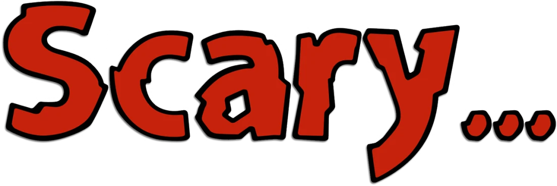 the word scary written in red on a black background, by Harry Beckhoff, deviantart, graffiti, 70s progressive rock logo, chariot, header with logo, rear-shot