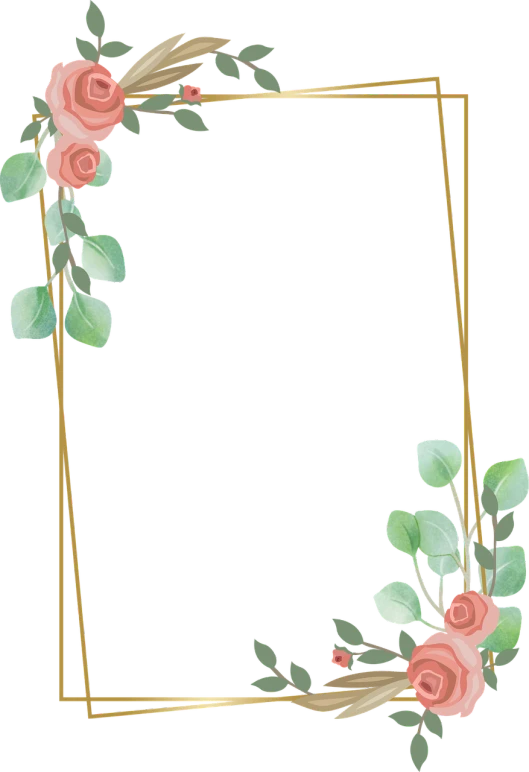 a gold frame with pink roses and green leaves, a digital rendering, inspired by Katsushika Ōi, tumblr, black backgrounds, cane, screencapture, loosely cropped