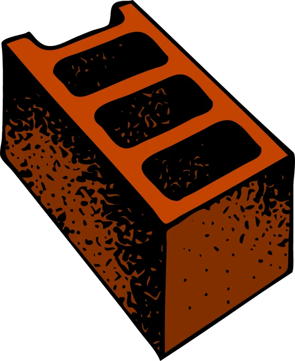 a close up of a brick on a black background, a digital rendering, by Tom Carapic, conceptual art, orange and black tones, shaded flat illustration, high contrast illustration, speckled