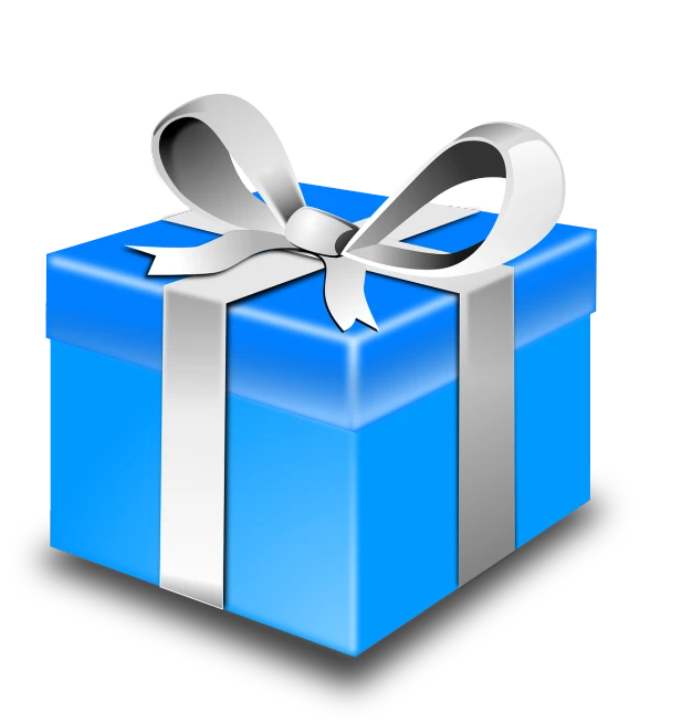 a blue gift box with a silver ribbon, pixabay contest winner, computer art, 3 d vector, blue silver and black, to, case