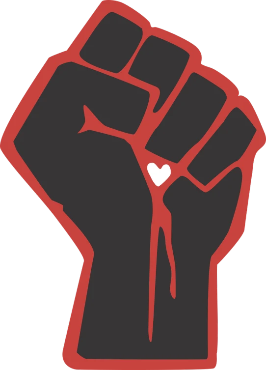 a fist with a heart in the middle of it, inspired by Emory Douglas, newgrounds, protest, [[blood]], full device