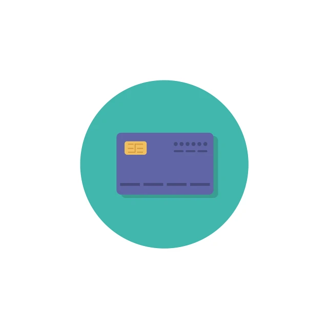 a credit card sitting on top of a green circle, an illustration of, featured on behance, flat color, violet colored theme, pictogram, blueish