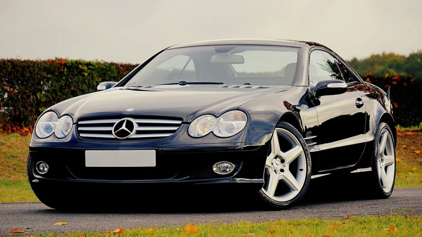 a black mercedes benz benz benz benz benz benz benz benz benz benz benz benz benz benz benz, by Thomas Häfner, trending on pixabay, renaissance, full view of a sport car, taken in the 2000s, serene smile, thumbnail