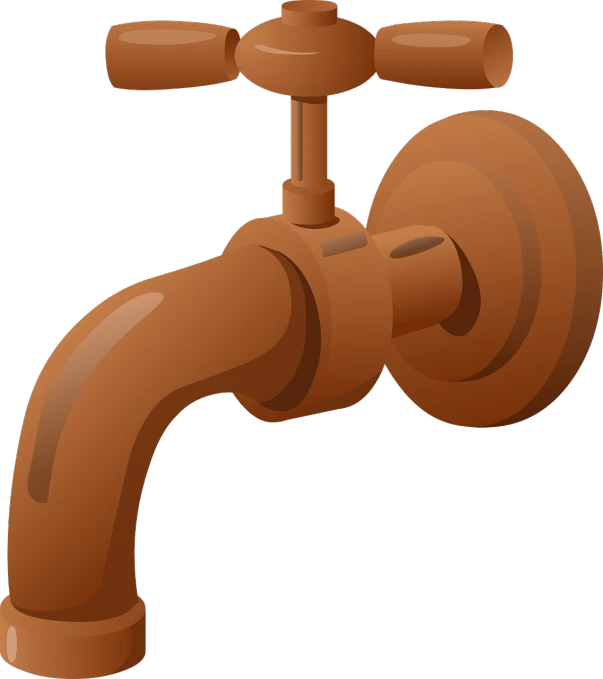 a close up of a faucet on a black background, a digital rendering, browny, cartoonish vector style, (rust), background image