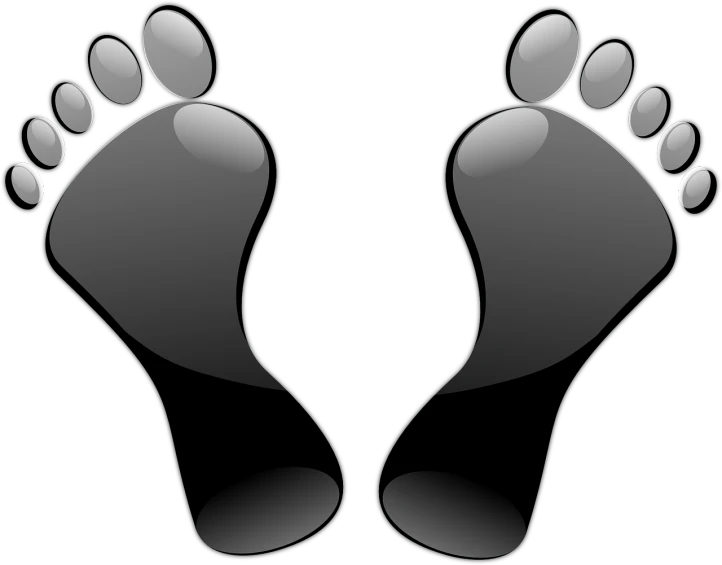 a pair of black footprints on a white background, a digital rendering, pixabay, digital art, !!! very coherent!!! vector art, genie, no - text no - logo, cartoon image