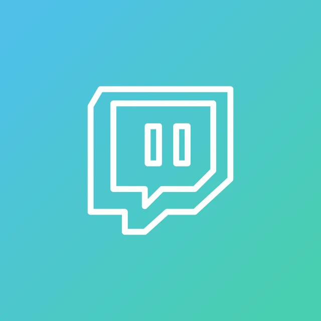 a white speech bubble on a blue and green background, digital art, trending on unsplash, tachisme, twitch tv, vector icon, switch, 2 d logo