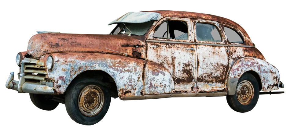 an old rusted car on a black background, by Arnie Swekel, pixabay contest winner, photorealism, high resolution scan, isolated on white background, high-body detail, turnaround