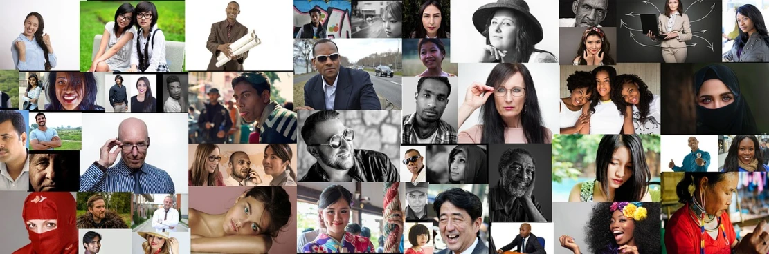 a collage of black and white photos of people, a picture, by Nishida Shun'ei, flickr, varying ethnicities, avatar for website, 500px photos, world