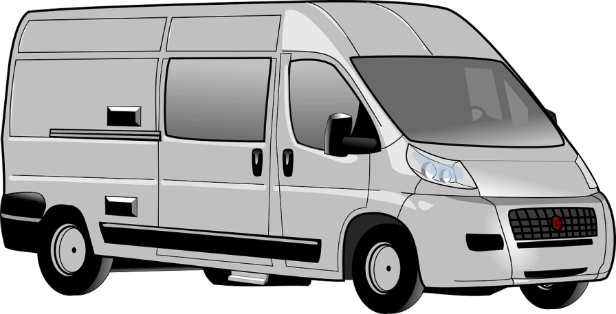 a white van on a black background, a cartoon, trending on pixabay, digital art, buses, aerodynamic, detaild, on a gray background
