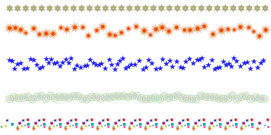 a bunch of different colored lines on a black background, a digital rendering, inspired by Adolf Wölfli, ribbons and flowers, spritesheet, sawblade border, star