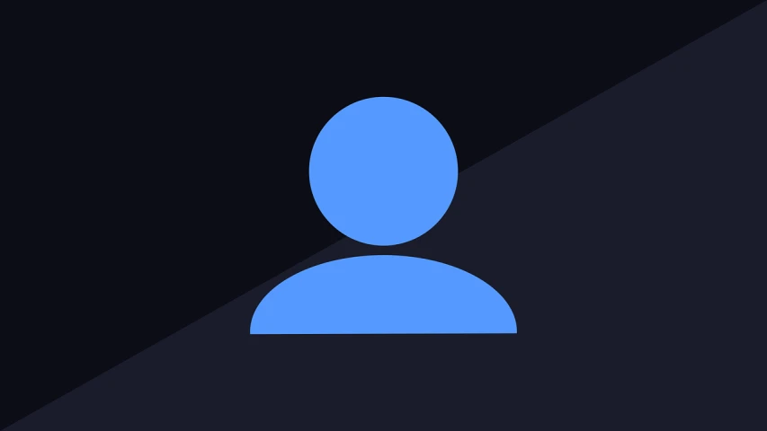 a blue person icon on a black background, a picture, unsplash, digital art, material design, one person only, no text, front camera