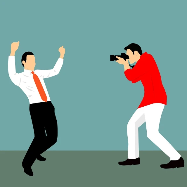 a man taking a picture of another man with a camera, a picture, digital art, attack vector, journalist photo