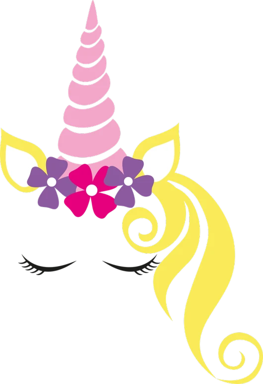 a close up of a unicorn's head with a flower in its hair, a cartoon, rasquache, black!!!!! background, silhouette :7, full colored, custom