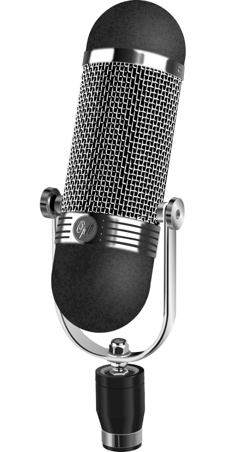 a close up of a microphone on a stand, a digital rendering, by Bob Ringwood, pixabay, pop art, b&w!, iphone wallpaper, ( ( dithered ) ), detailed studio photograph